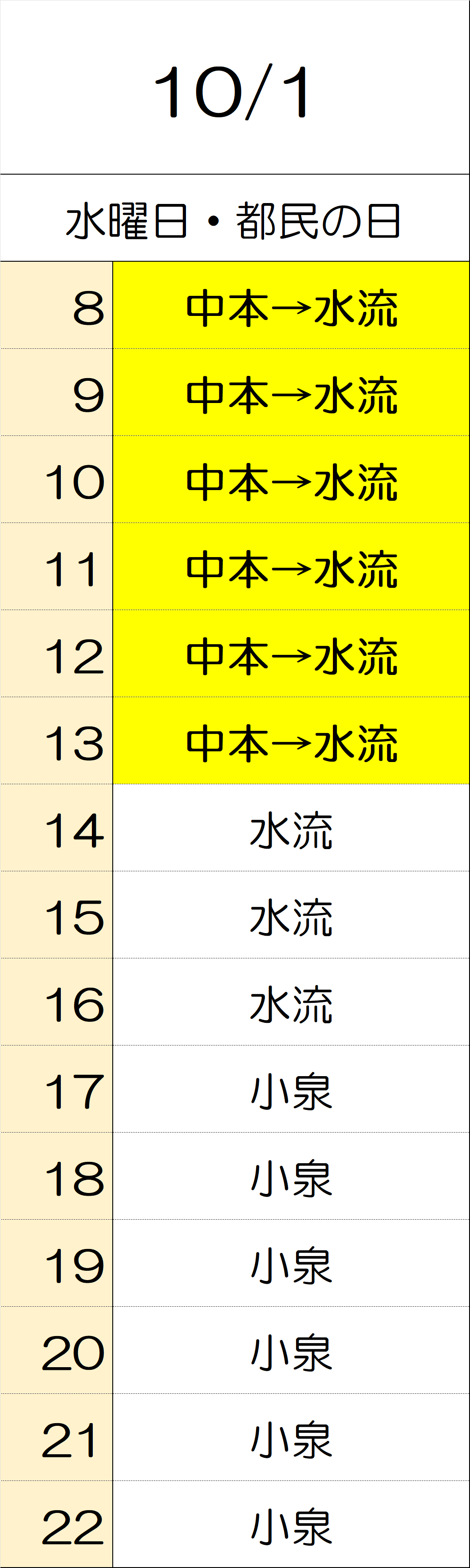 10月1日
