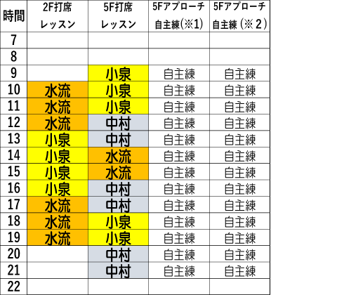 土曜日時間割