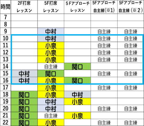 月曜日時間割