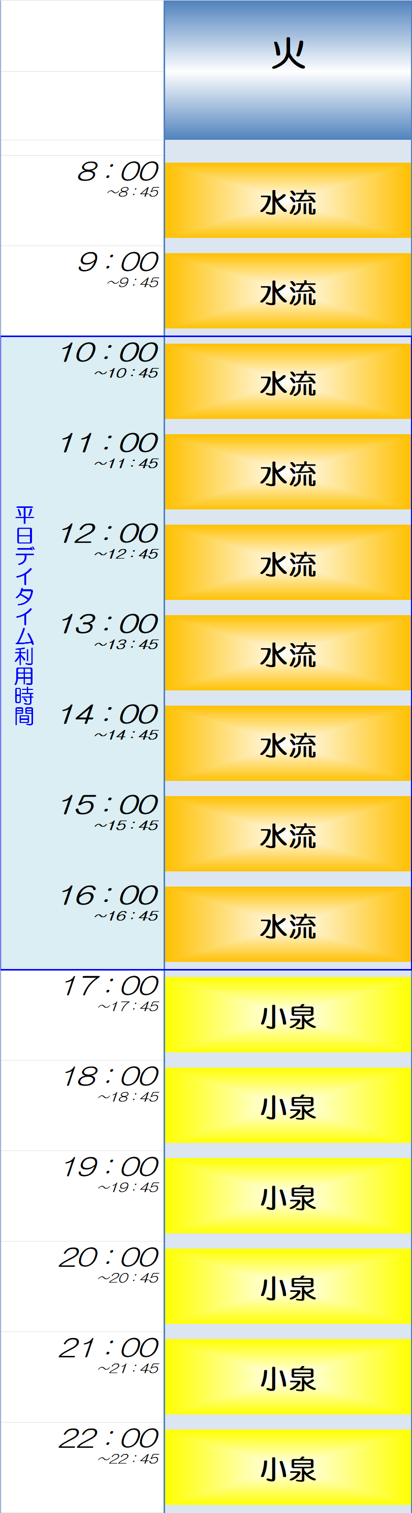 火曜日時間割